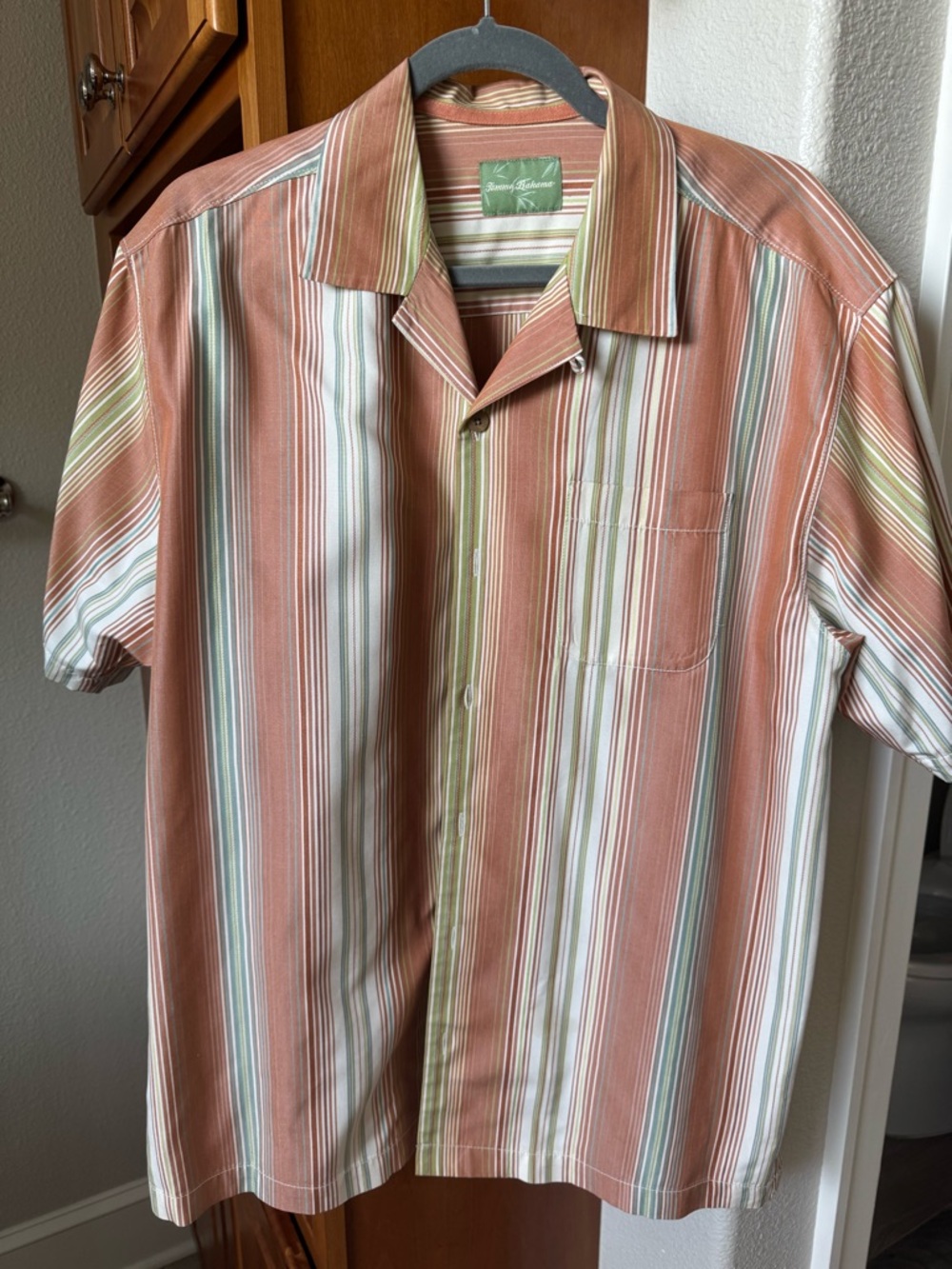 Tommy Bahama Men’s Short-Sleeve Striped Silk Shirt